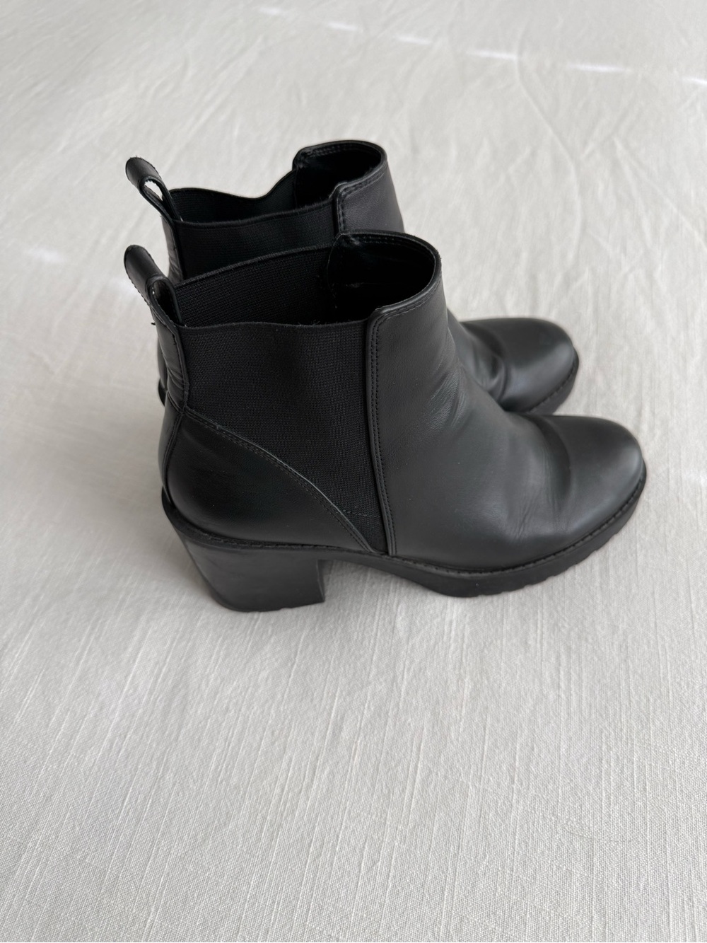 H&M Black Leather Chelsea Booties